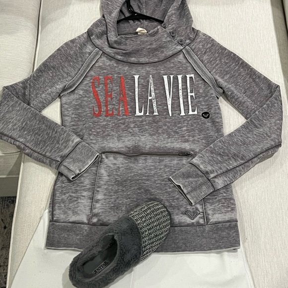 Women’s Roxy Gray SEA LA VIE Hoodie - Picture 2 of 7